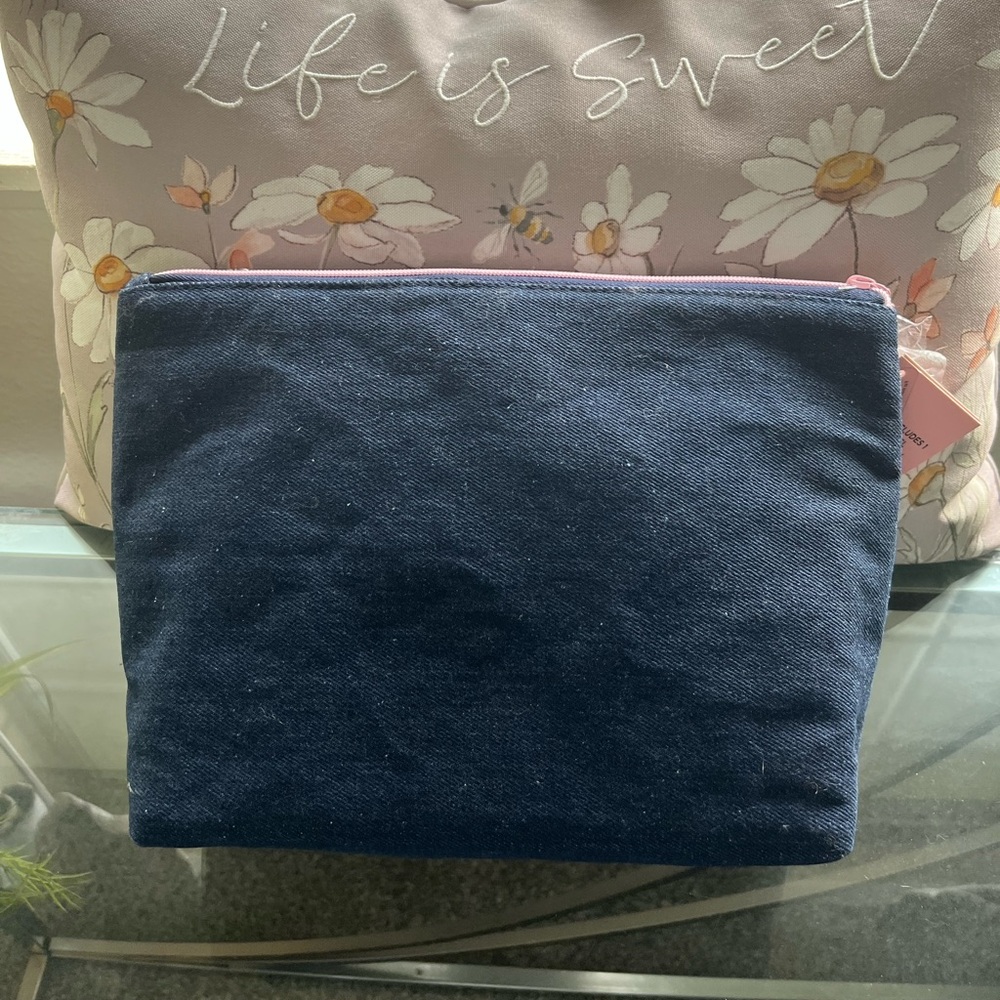 Juicy Couture Navy and Pink Rhinestone Cosmetic Bag - Picture 2 of 3